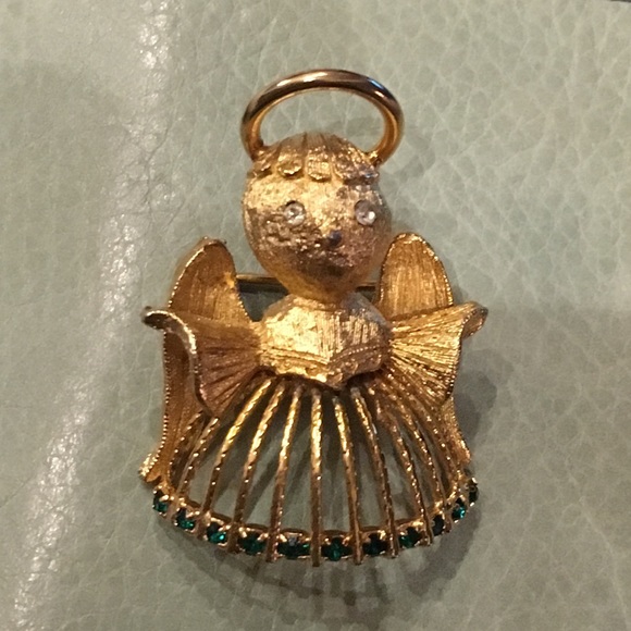 Vtg Angel brooch w/ rhinestone details - Picture 4 of 4